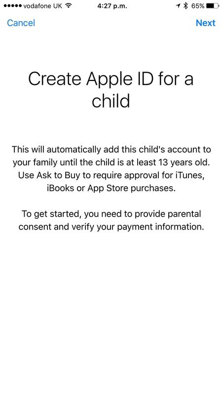 can i create apple id for child under 13