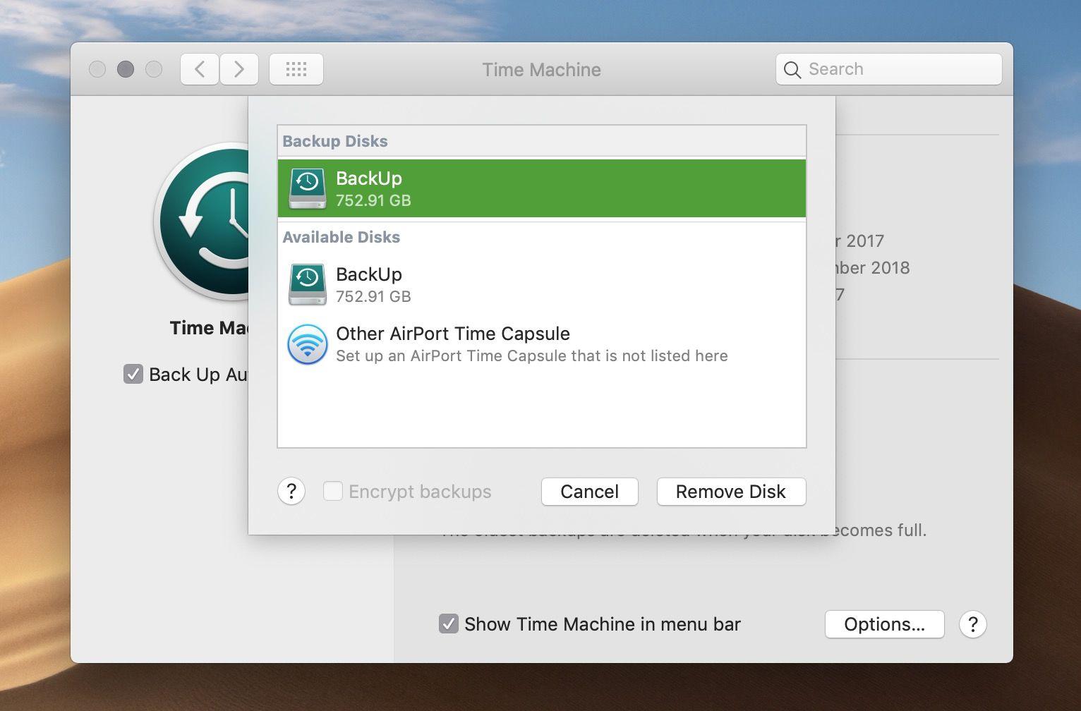 Time Machine backup