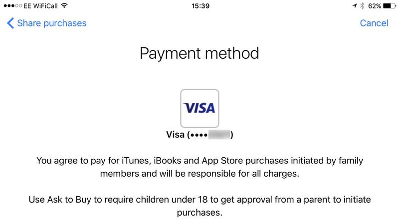 How to set up Family Sharing on iPhone: Payment Method