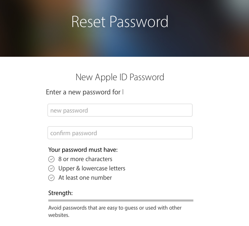 Resetting apple id online password on iphone