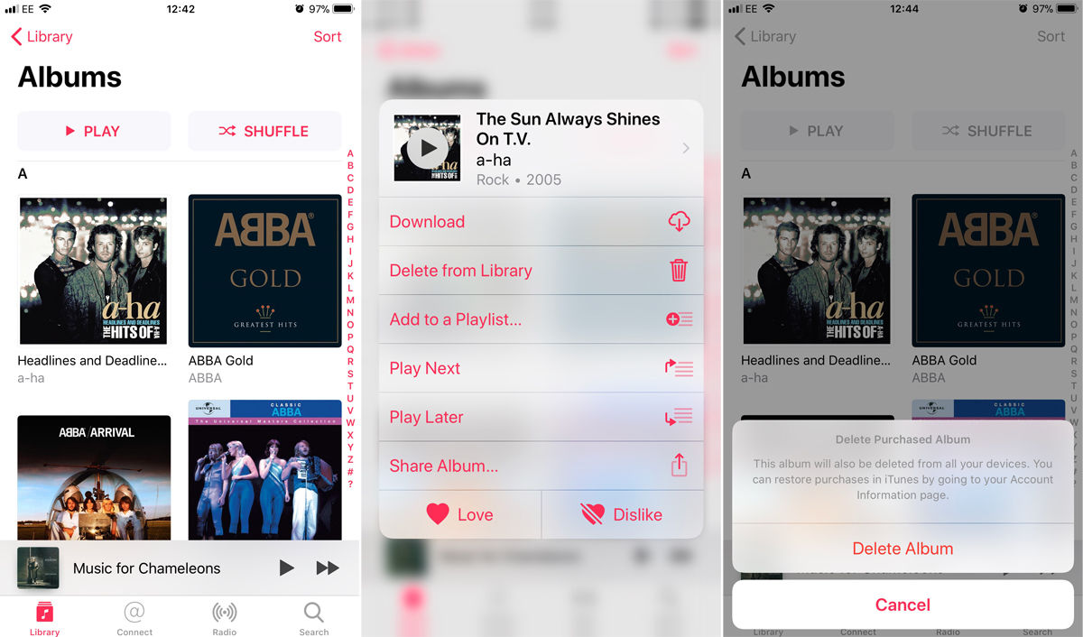 Cómo eliminar música de iPhone: Álbumes