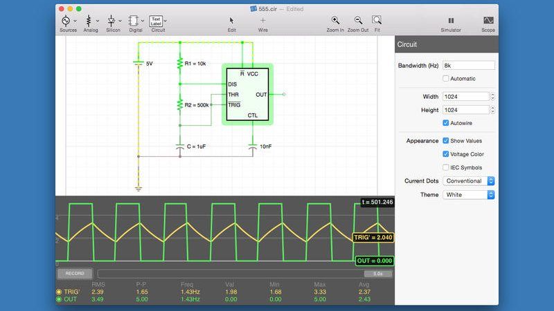 electronics circuit simulator