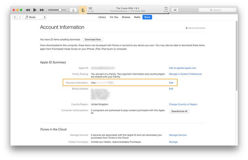 how to change credit card info on apple account