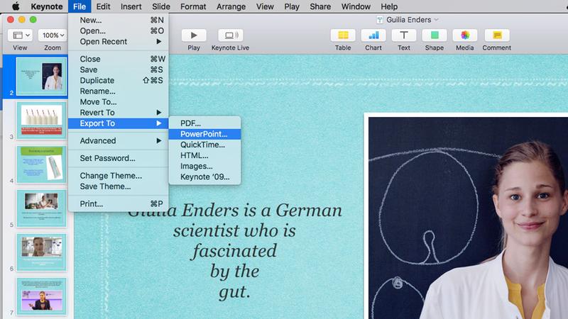 How to edit Keynote files on Windows: Exporting a Keynote presentation in a PowerPoint format