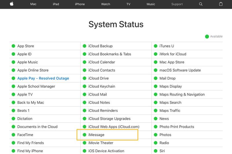 How to fix iMessage not working on iPhone, iPad & Mac: System Status