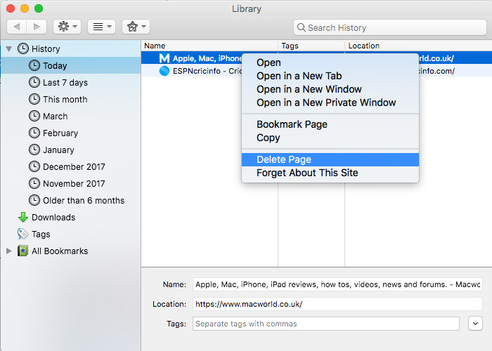 How to delete web browsing history on Mac: Firefox