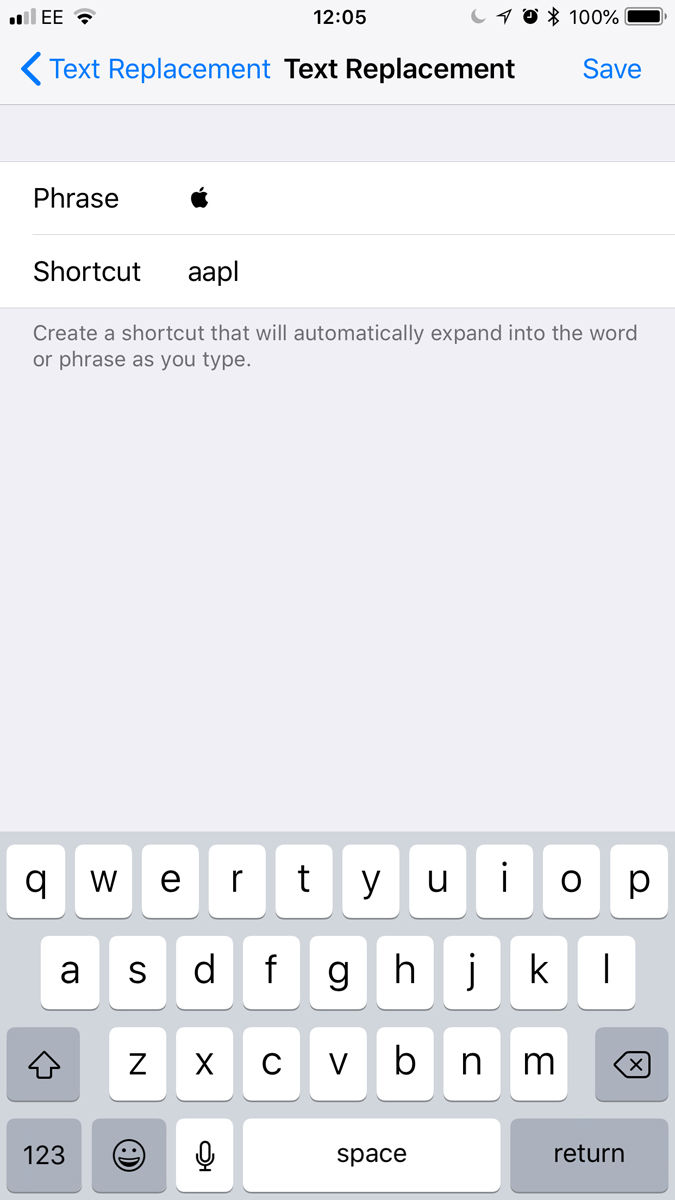 How to type the Apple logo on iPhone or iPad: Text replacement