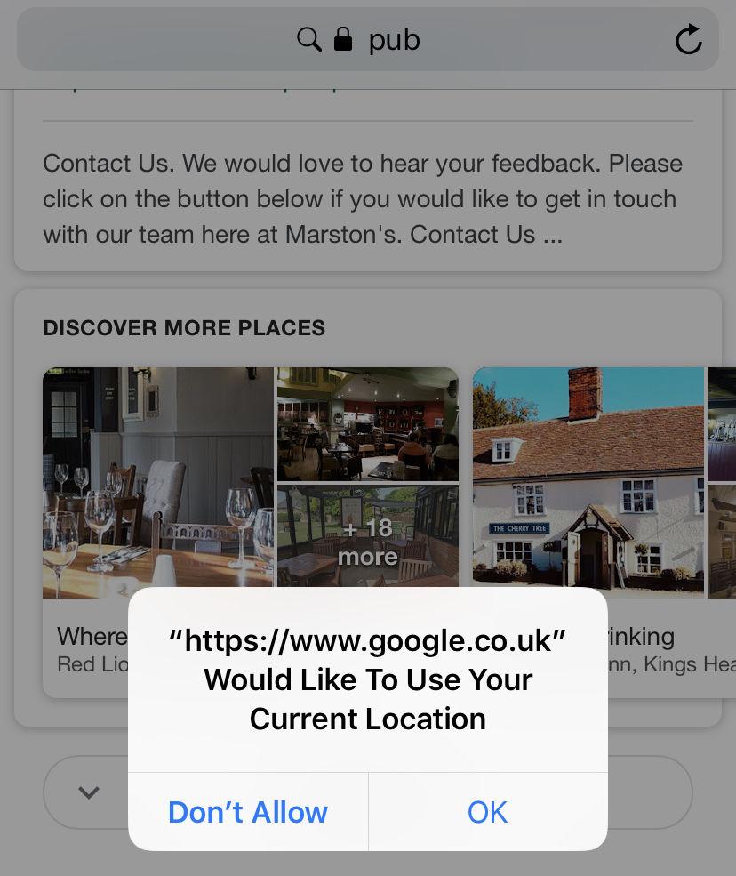 safari google always asking for location