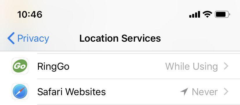 Safari location services iPhone