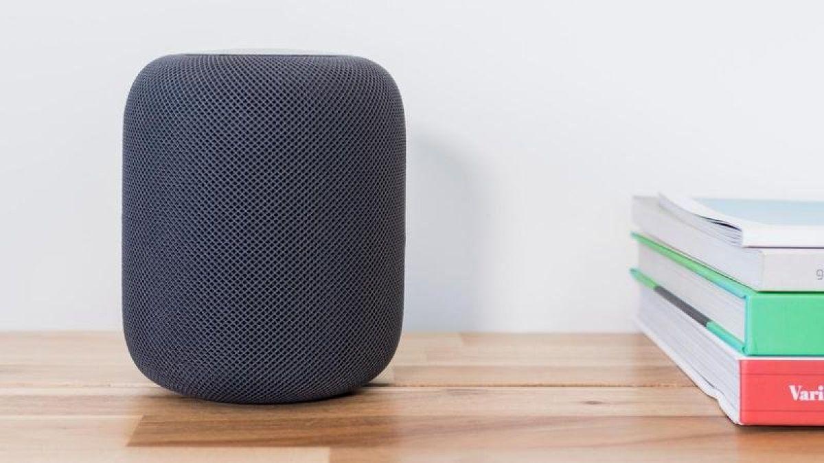 HomePod speaker on shelf