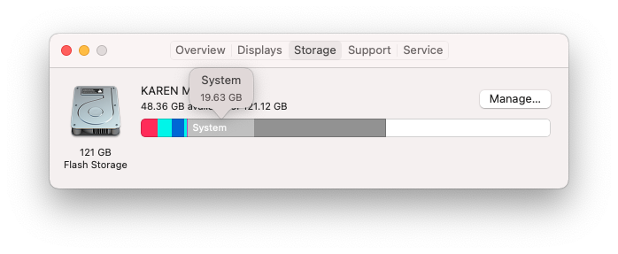 why does mac system storage so high