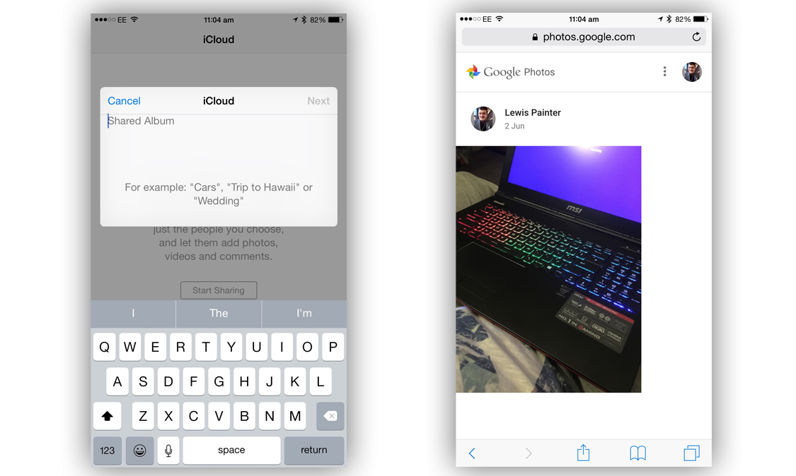 Apple Photos vs Google Photos: Sharing