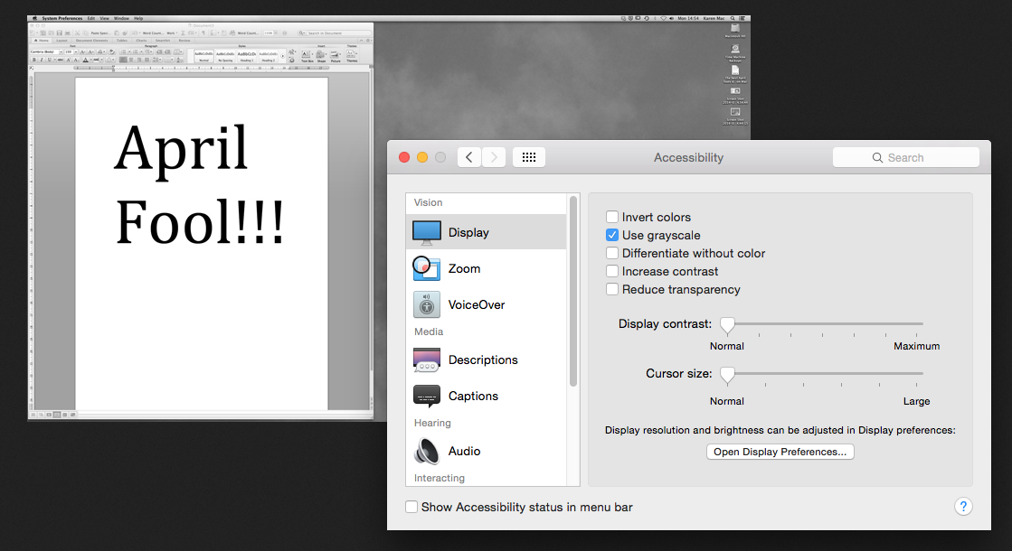 April Fool's Day Pranks: Turn the screen black & white