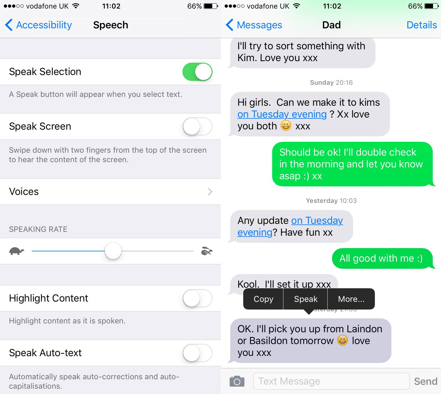 Have your iPhone read out your texts