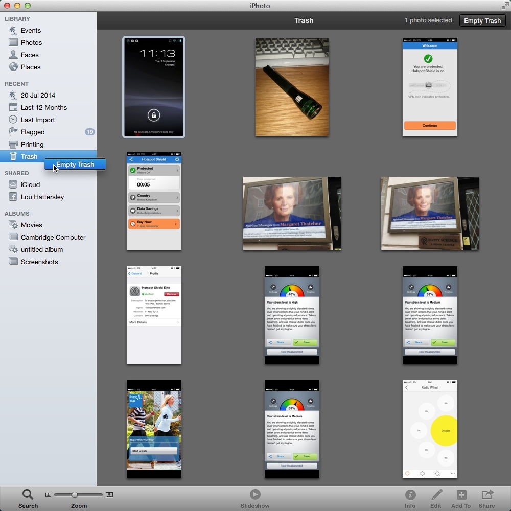 iPhoto has its own Trash