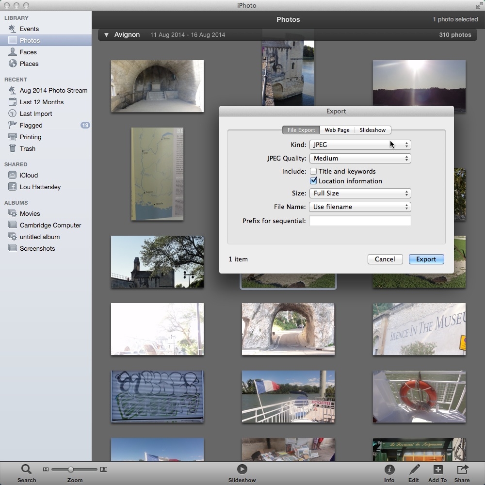 Export location information to other files