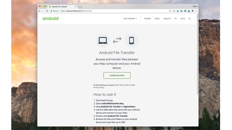 Access Android tablets using Android File Transfer