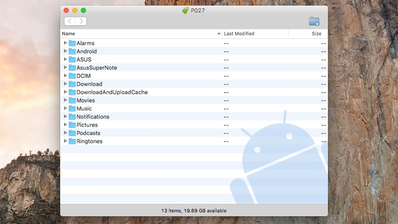 Access the tablet's internal storage
