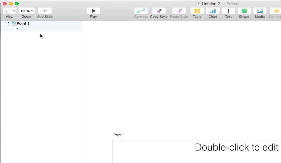 Using Outline Mode in Keynote