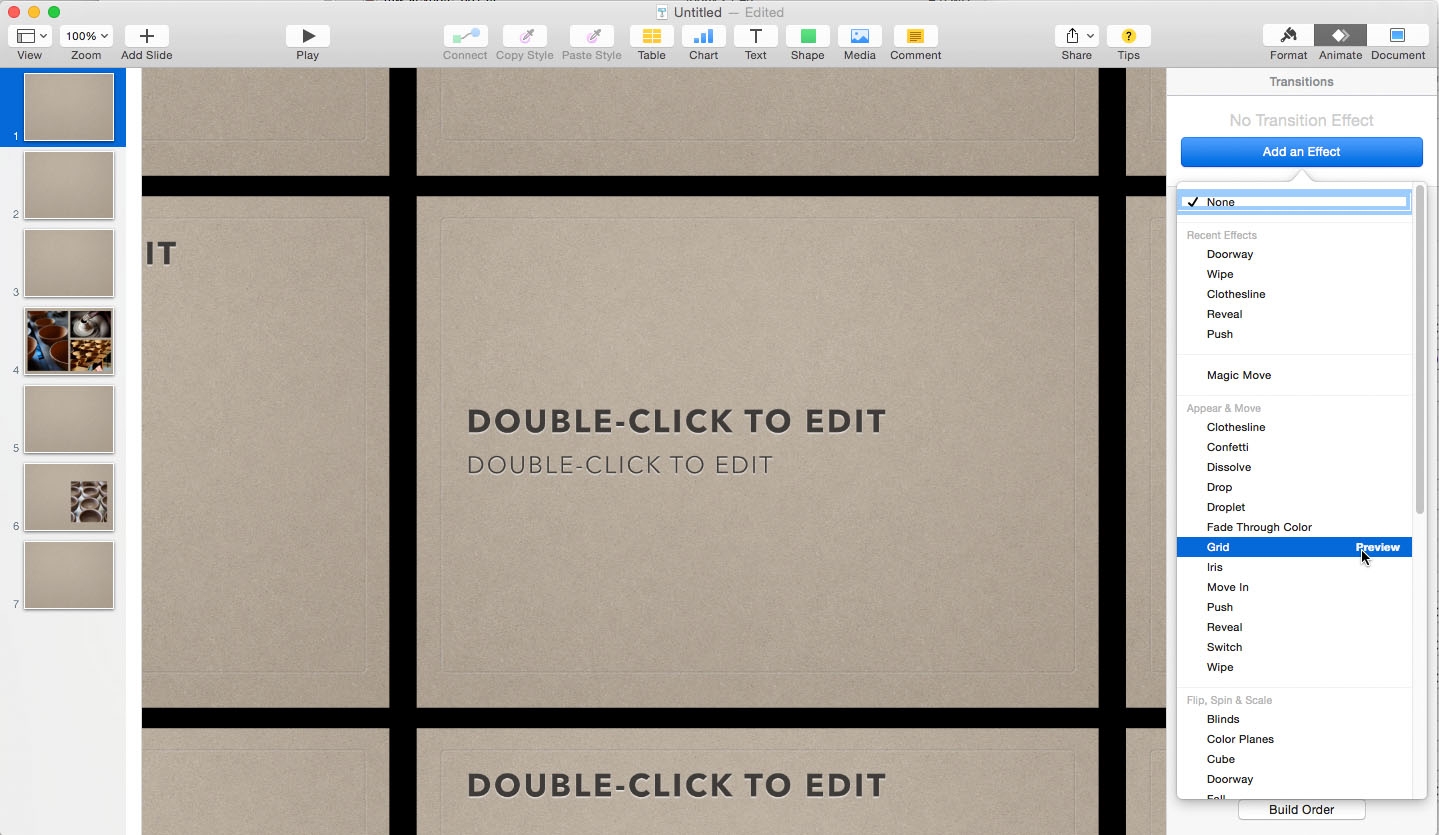 Apply Transitions in Keynote