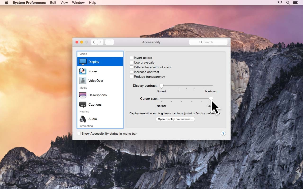 Enlarge your cursor using Accessibility
