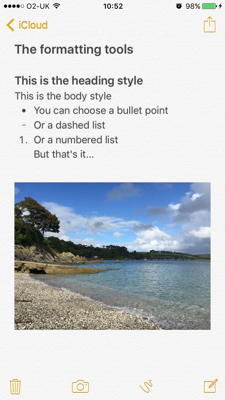 New features in Notes in iOS 9: Add pictures to your Notes