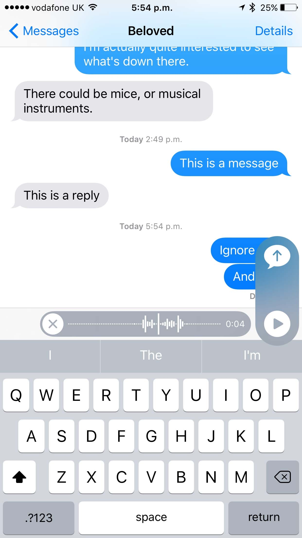 Send audio quickly