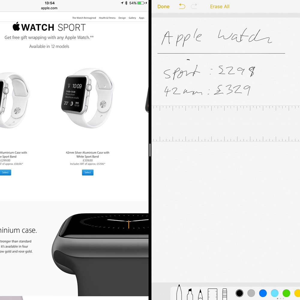 Side-by-side Notes sketching