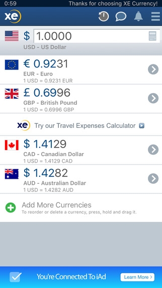 The best travel and commuter apps for iPhone: XE Currency