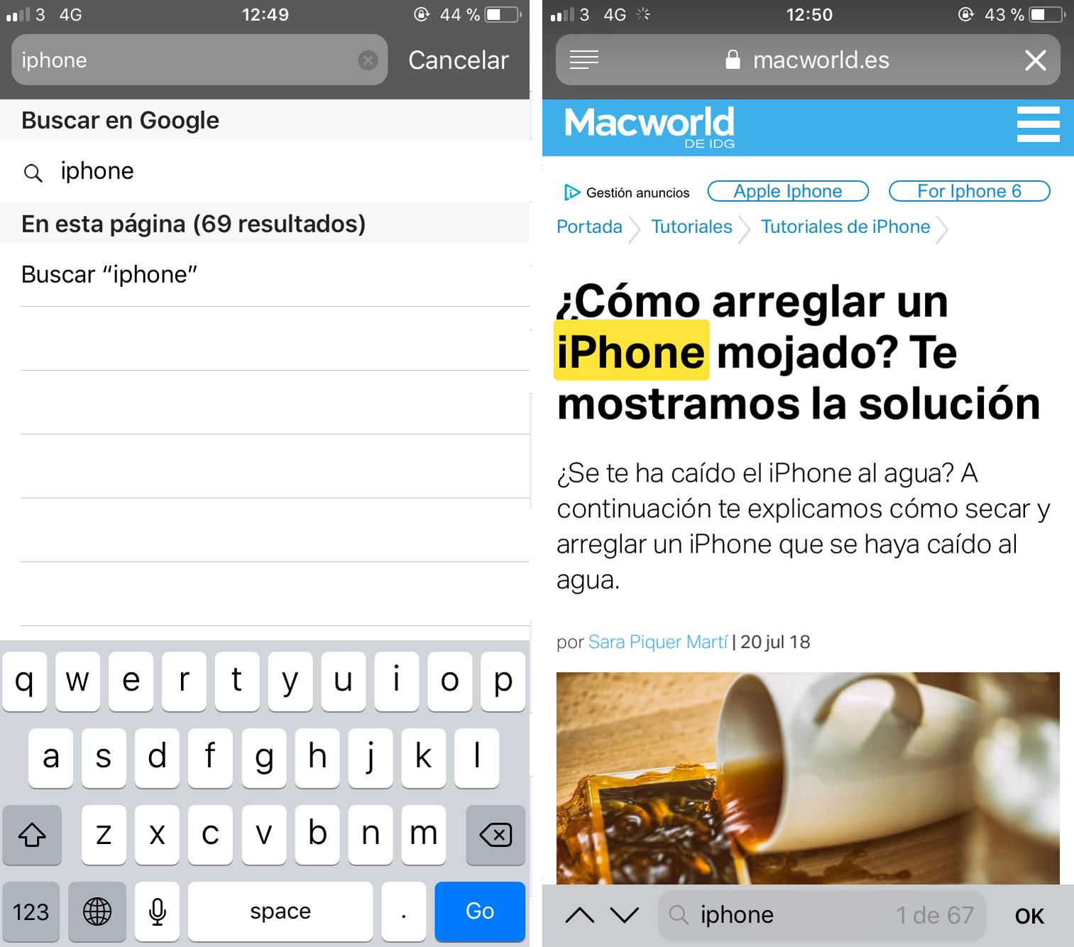 11. Encuentra palabras en las páginas web de Safari