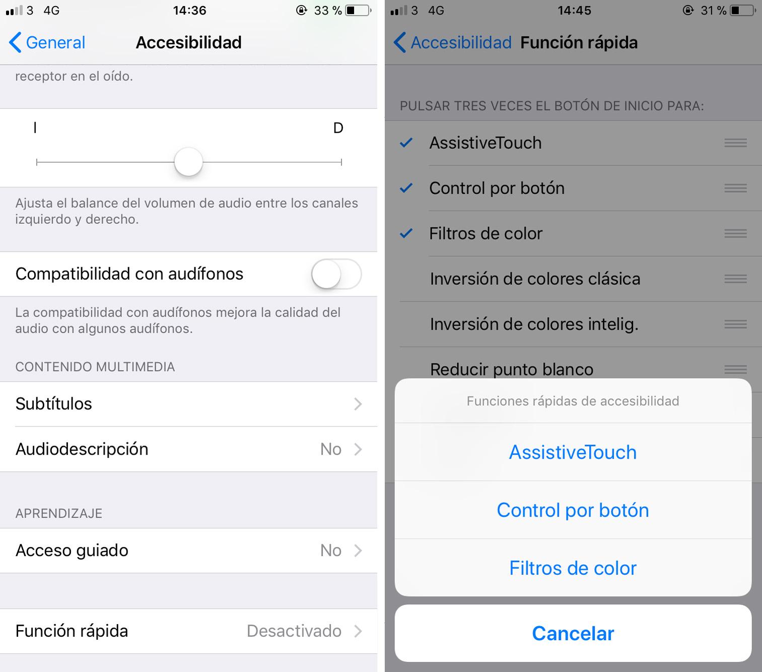 13. Personaliza la función rápida de pulsar tres veces el botón de inicio