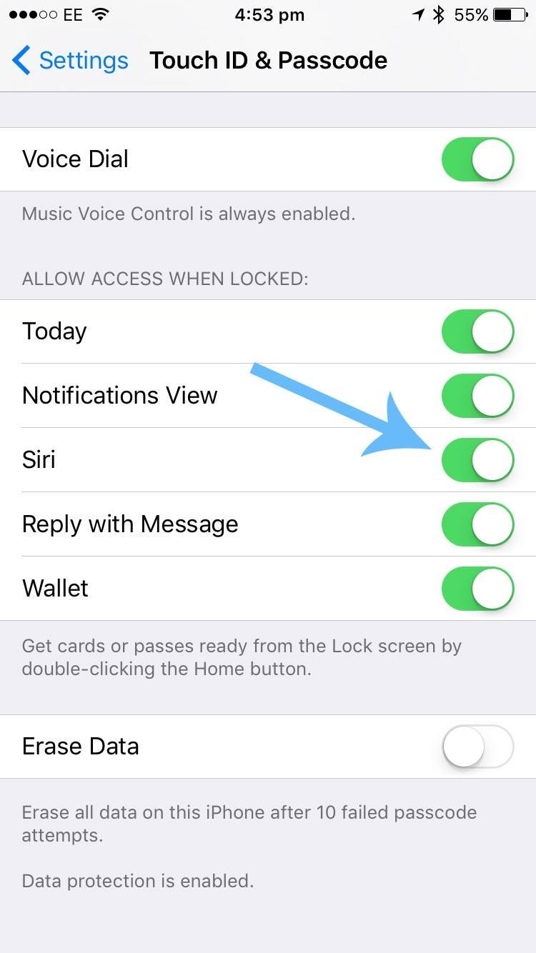 Desconecta Siri