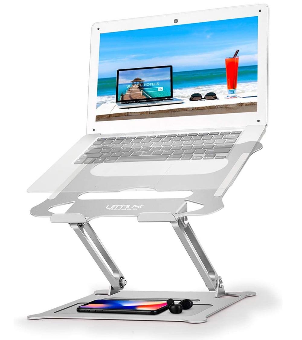 Foldable Laptop Riser Stand, Portable Height Adjustable Ergonomic Laptop  Stand, Ventilated Aluminum Frame Supports 22lb (10Kg), Tilt/Raised/Angled